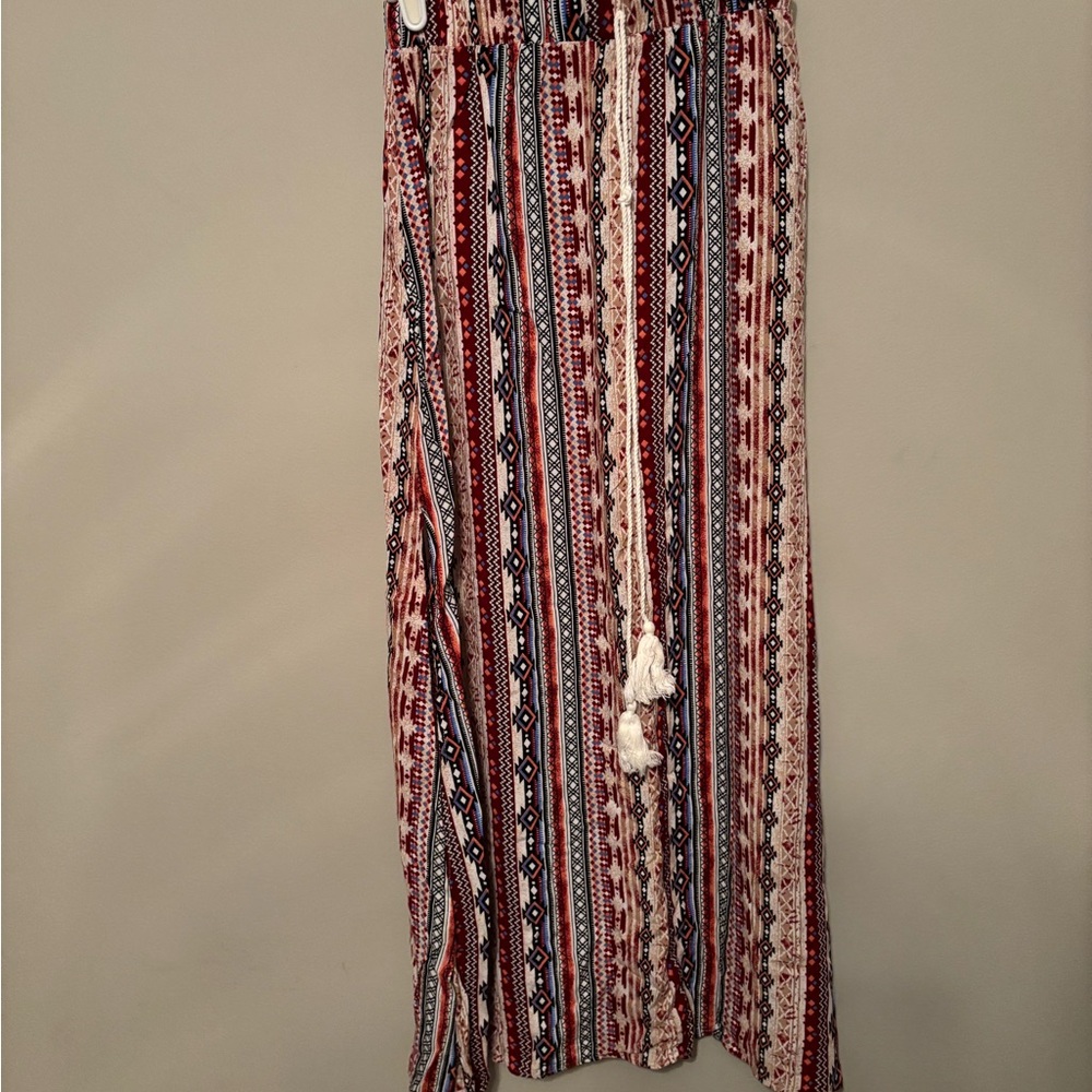 Bohemian Striped Maxi Skirt - Red and Blue